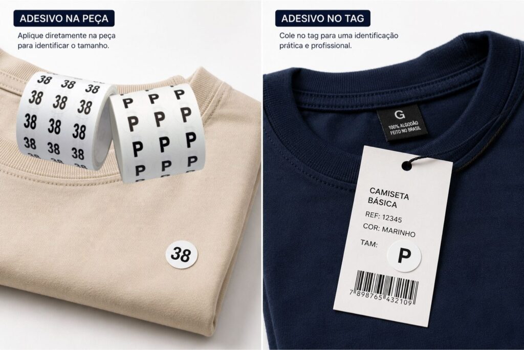 etiqueta redonda de tamanho para tag de roupa